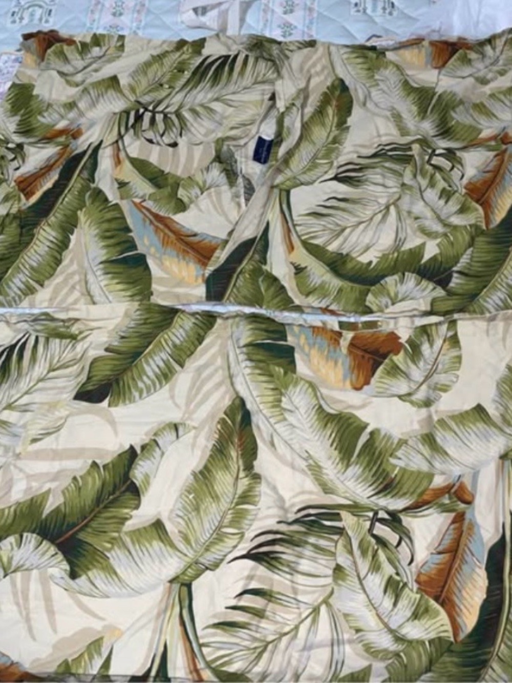Tropical Leaf Print Pillow Sham - Green & Tan